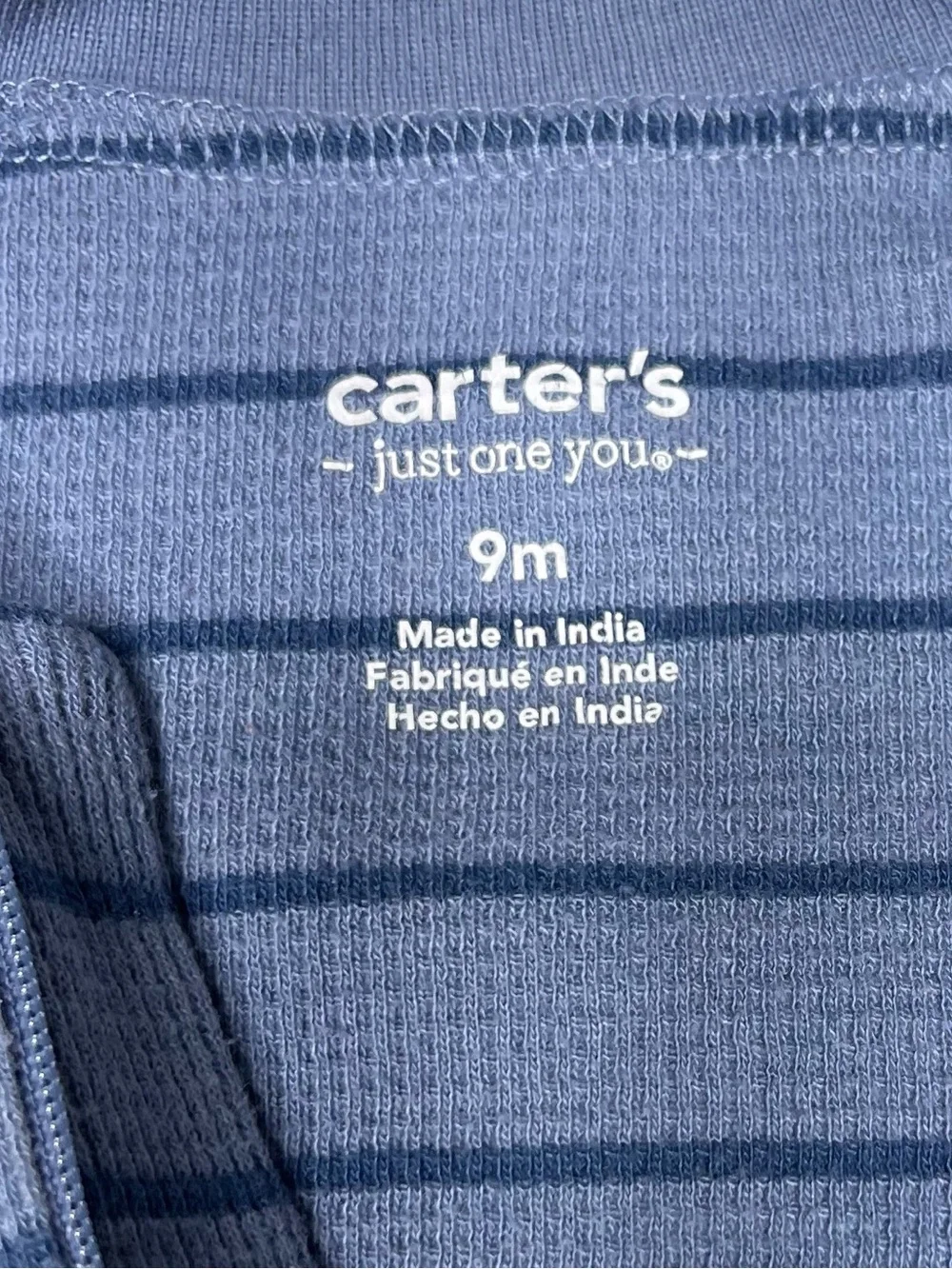 Carter's Blue Striped Footed One-Piece with Bear Motif